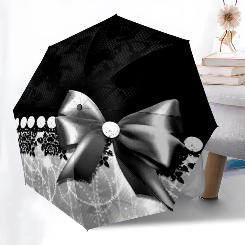 1pc Bow, Lace, Pearl Umbrella with Plastic Handle,Compact & Stylish,Suitable for All Seasons YS331037