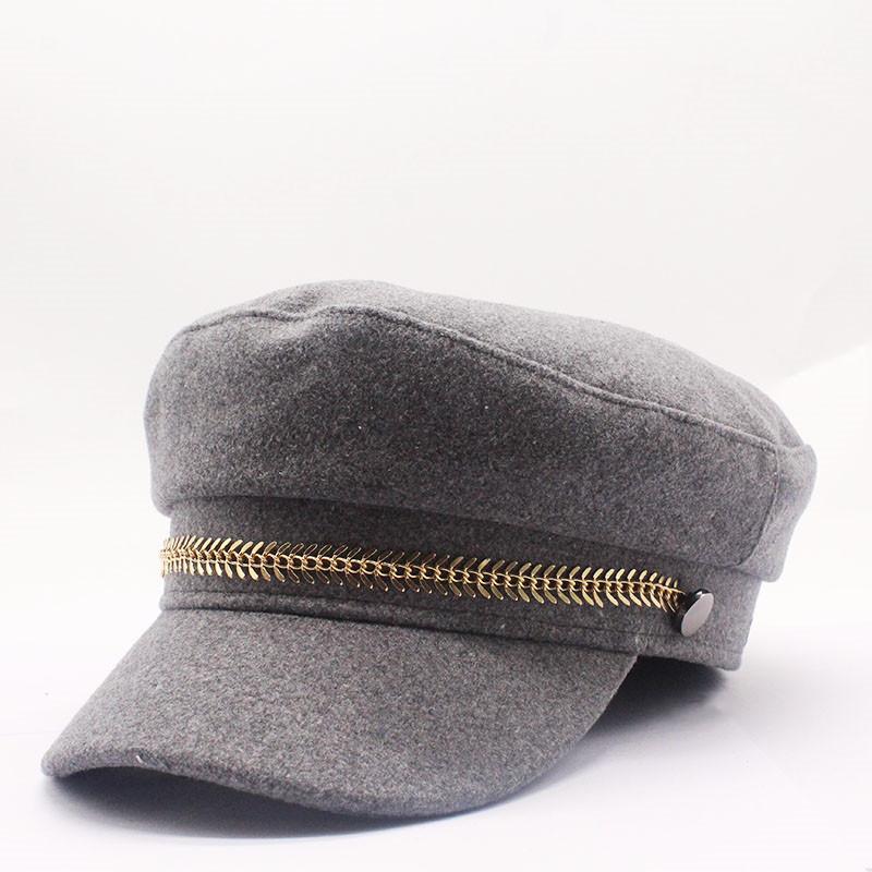 Spring And Autumn Woolen Hat Female Xiaoxiangfeng Elegant Cap Chain Versatile Student Hat Retro Trendy Navy Hat Beret