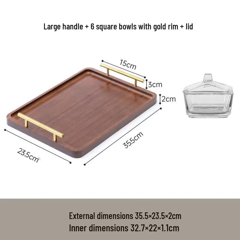 Japanese Style Bamboo Serving Tray with Bowls