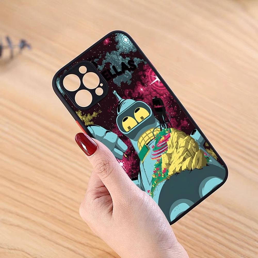 FuturamaEs Cartoon Phone Case Black Matte For IPhone 16ProMax 15 13 12 11 14 Pro Max Mini Plus SE2020 XS Max XR Cover