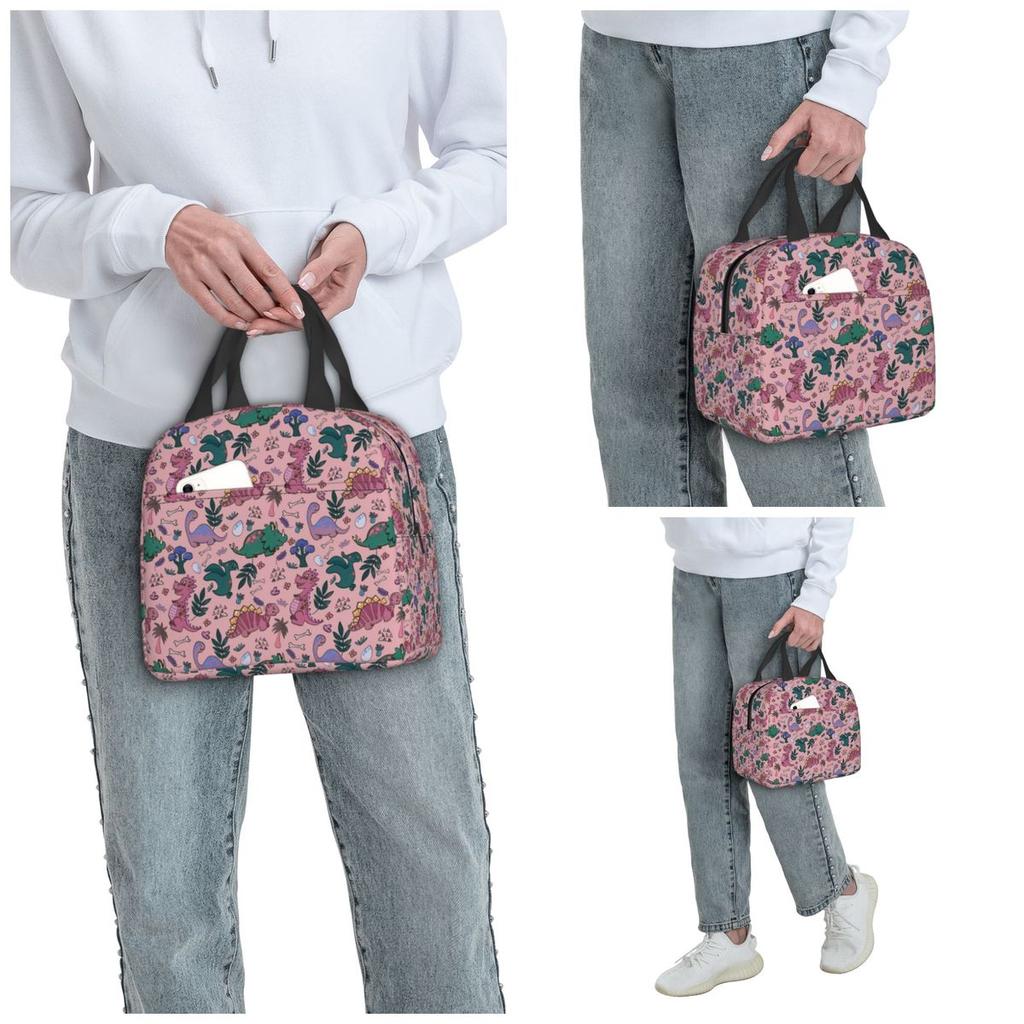 Cartoon Cute Dinosaur Pattern Insulated Lunch Bag for Kids School Cooler Thermal Food Box Tote Leakproof Lunch Boxes Container