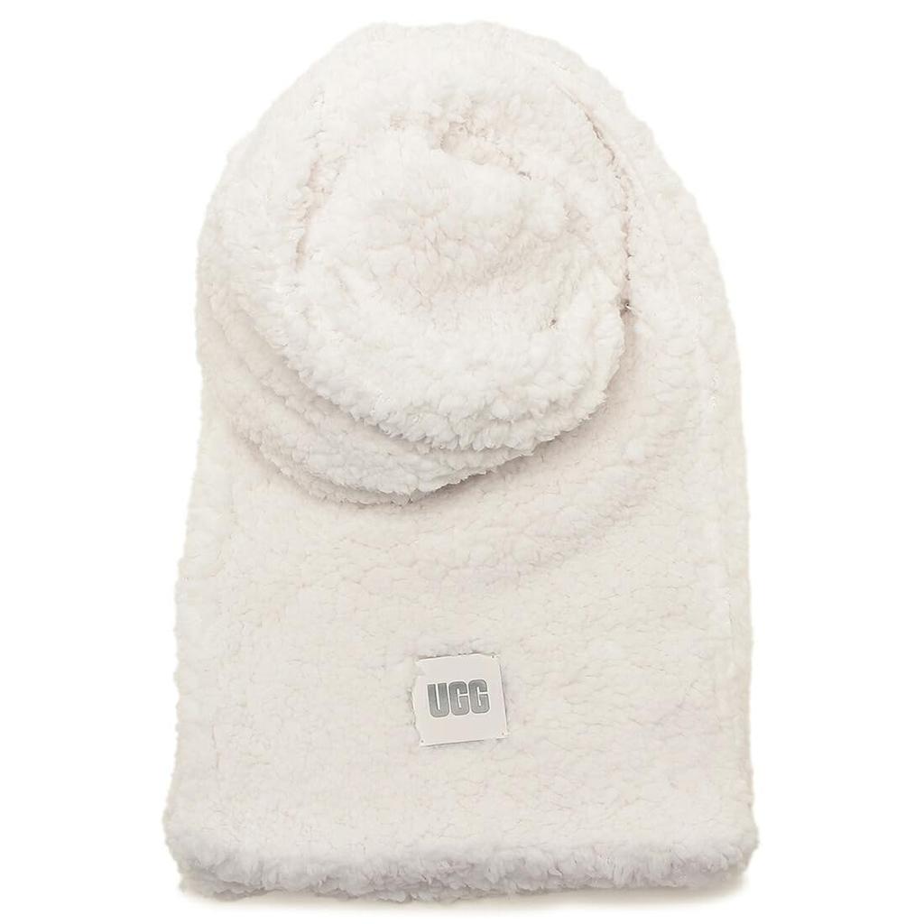 UGG Oversized Sherpa Scarf with Boa 20052 NIM Logo, White, Women's, [Used]