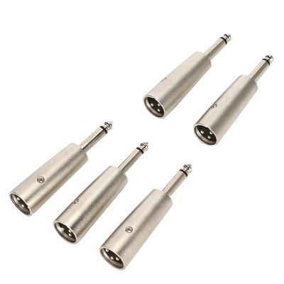 5 Stück 3-Pin XLR Stecker auf Mono 6,35mm 1/4 Zoll Stecker Audio Mikrofon Mikrofon Adapter Stecker