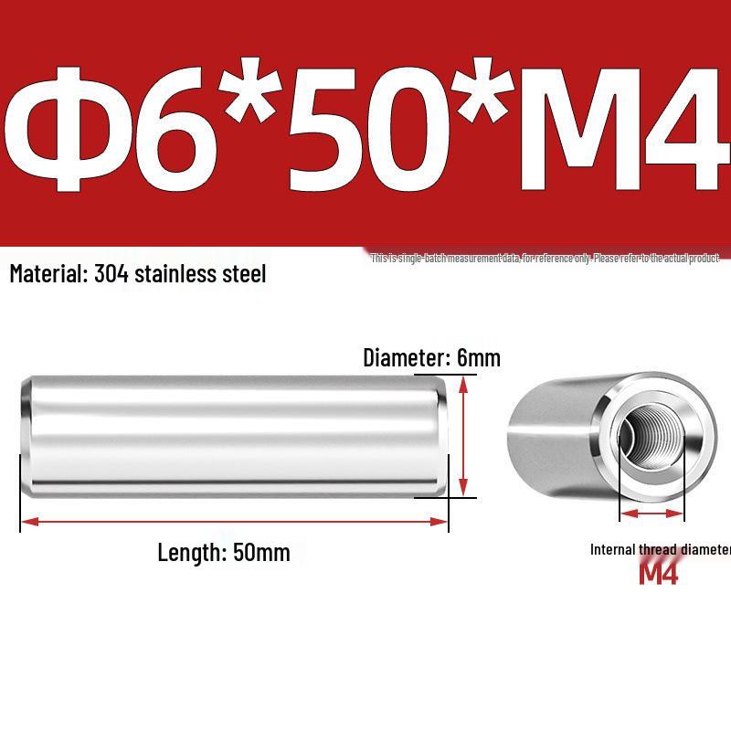 Pin Cilindric din Oțel Inoxidabil 304 cu Filet Interior M4/M6/M8 și Orificiu - Coloană de Suport și Ghidare