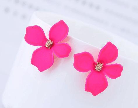 Colourful Korean Flower Earring for Women Girl Fashion Purple Earring Vintage Flower Shaped Ear Stud Wedding Party Jewelry Gift