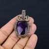 Amethyst Pendant Gemstone Jewelry, 999 Copper Wire Wrapped Pendant, Gift For Women Handmade Pendant