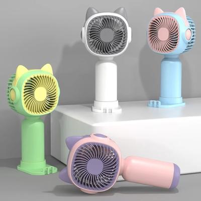 Süßer Cartoon USB-Ventilator Tragbarer Handventilator mit Handyhalterung