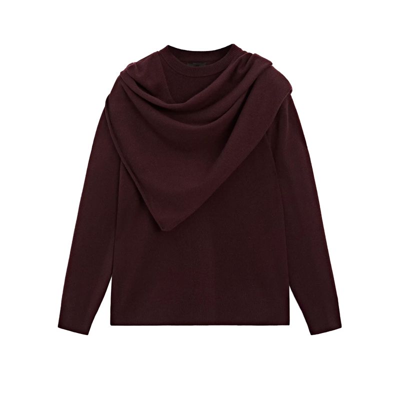 MD Fall and Winter New Arrival Women's Clothing Old Money Style round Neck Long Sleeves Wool Blended Scarf Knitting Outwear 5740631