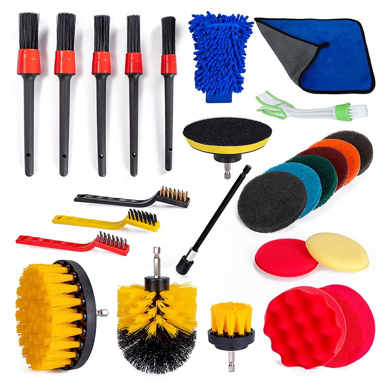 26PCSCar Wash Brush Set Long Handle Car Detailing Brush Car Wash Brush for Interior Cleaning Wheel Gap