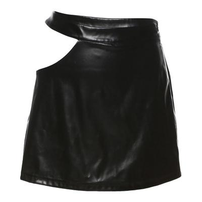 Women's Spring and Summer New Fashion Hollow High Waist PU Hips Women's Skirt