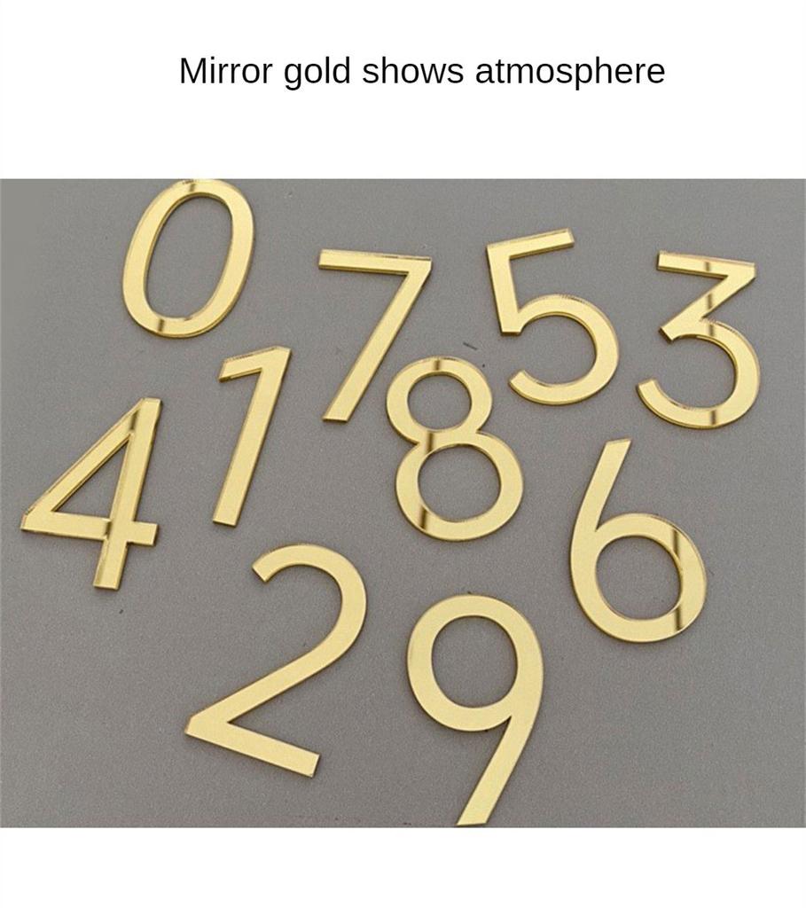 3D Numeral Door Plaque House Drawer Sign Plating Gate Digits 0 To 9 Acrylic Number Tag Hotel Home Sticker Address Door Label