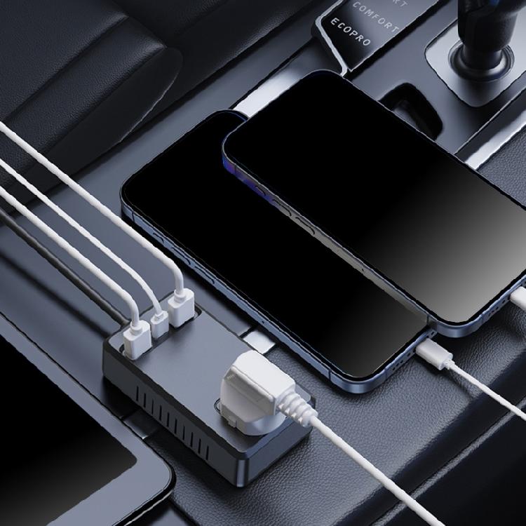 Multiple Device Car Inverter Power Adapter 150W 4 USB Ports Fast Charging Automotive Voltage Detection For Phones Laptop