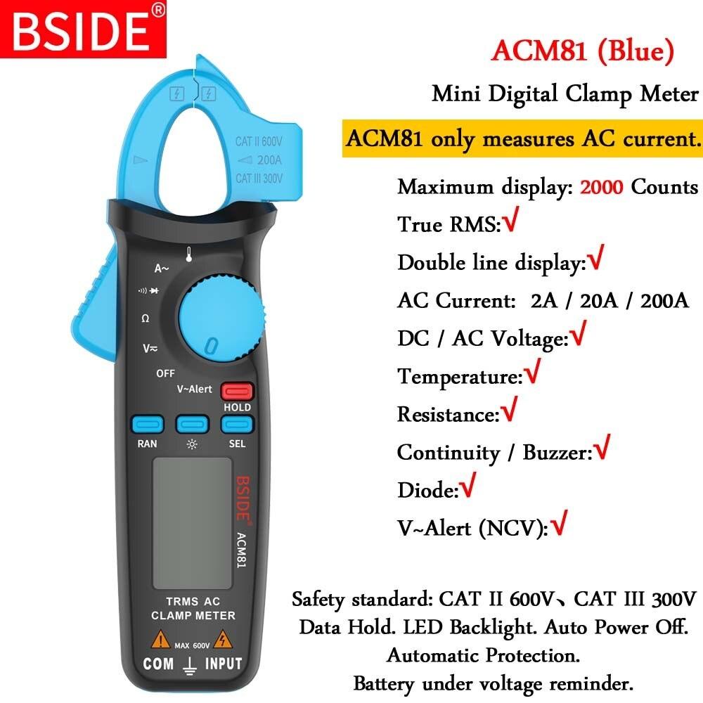 Mini Pinze Amperometriche Digitali Serie ACM True RMS Corrente CC CA Tensione Ohm Temperatura Capacità Hz Tester NCV Amperometro Multimetro