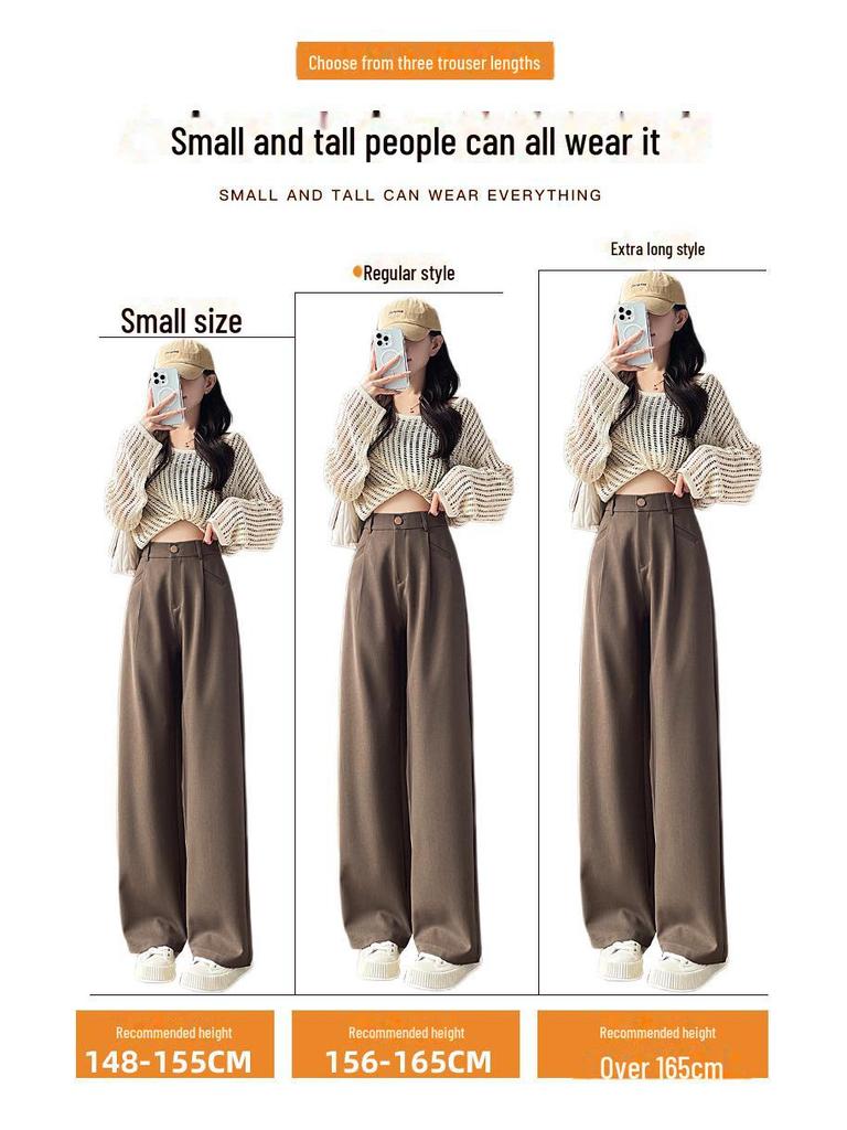 2024 Autumn Wide-Leg Angora Red High-Waist Casual Pants for Women