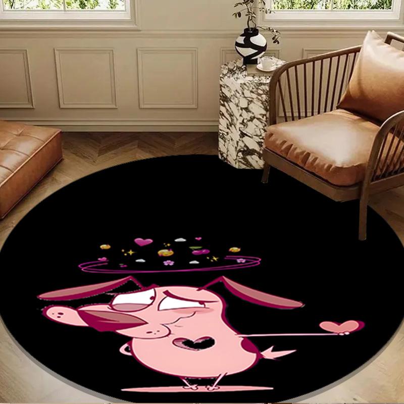 Cowardly Dog Cartoon Round Rug for Livingroom,Bedroom, Palyroom, Chair Rug, Area rug, Circle Carpet, Large Size Fan Christmas gift