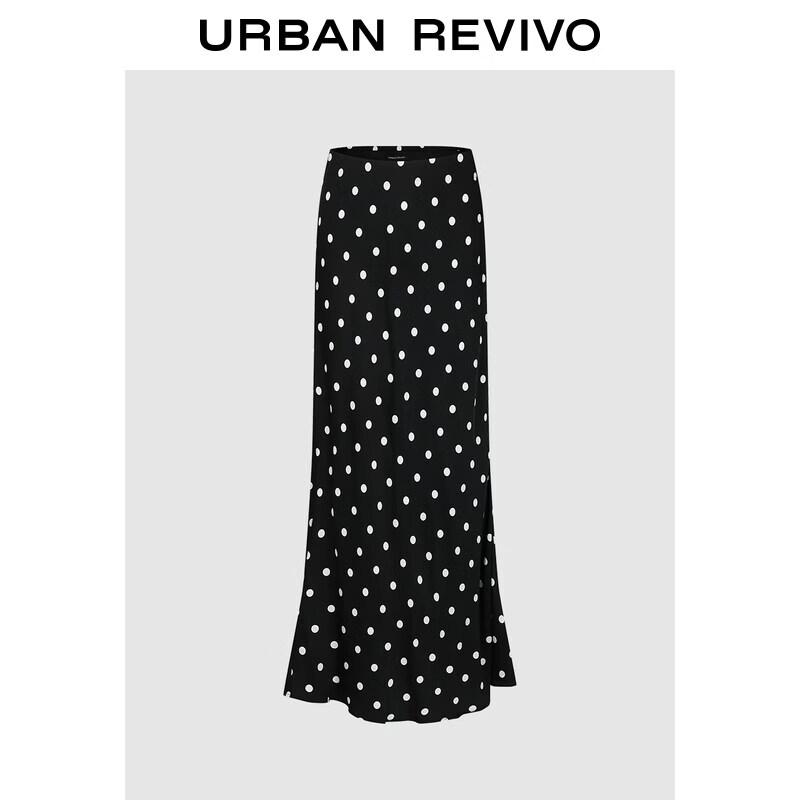UR2026 Women s Retro Polka Dot High-Waist Mermaid Skirt XS