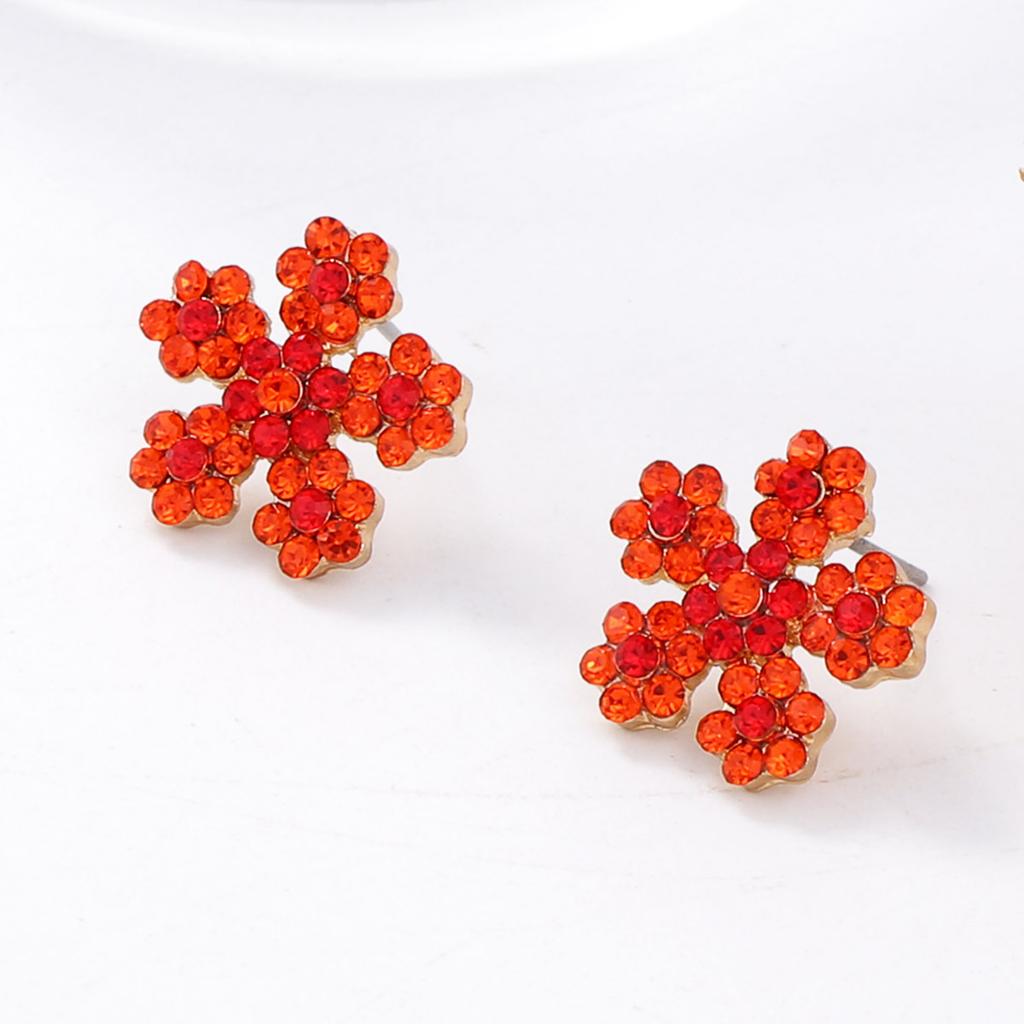 DIGADAGU Metal Rhinestone Flower Stud Earrings New Simple Elegant Earrings Women's Daily Zircon Accessories