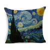Luxurious Van Gogh Starry Night Square Cushion Covers With Premium Cotton Linen