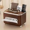 Imitation Walnut Wood Desktop Tissue Box Large Capacity Anti-slip Paper Storage Box Plastic Decorative Tissue Storage Box