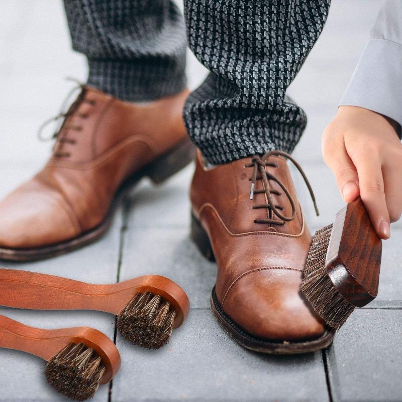 5-teiliges Rosshaar Schuhbürsten Glanz-Set, Schuhputz-Set, Leder Schuhe Stiefel Reinigungsbürste Pflege Reinigungs-Applikator