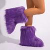 Faux Fur Boots for Women Furry Y2k Winter Snow Booties Fluffy Warm Short Mid-Calf Boots With Fur Lined Women's Outdoor Anti-Slip Ankle Boot Shoes