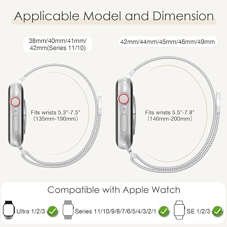 Metallarmband für Apple Watch 38/40/41/Series11 10 42mm, verstellbarer Magnetverschluss