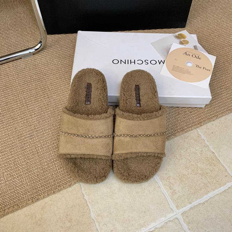 Mao Mao slippers women's fashion outer wear 2025 new retro muffin ugly cute flat-bottomed cotton slippers lazy one-word slippers