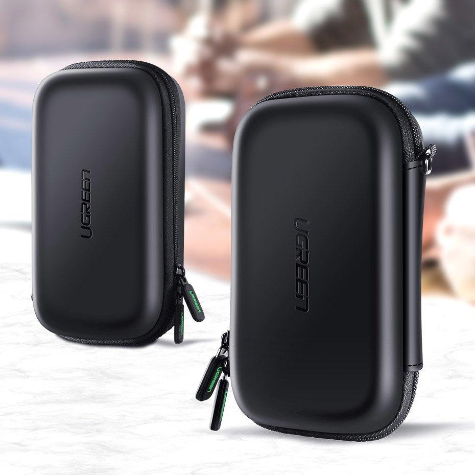 Ugreen Compact Black Protective Case for Hard Drive & Accessories, 16.5 x 9.5 x 4.5 cm (Model 40707)