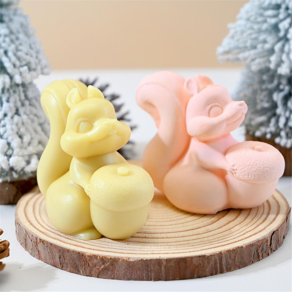 Silicone Molds Animal Candle Molds 3D Squirrel Casting Molds Baking Molds Craft Supply Plasters Molds for Candle Making
