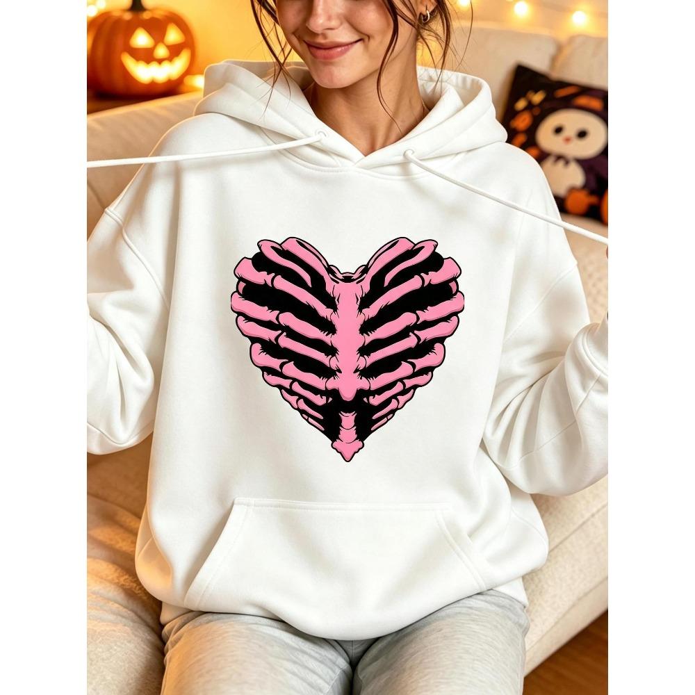 Women's Hooded Sweater Halloween Double Hat Loose 3D Printing Loose Comfort Casual Daily Creative Sweatshirt
