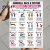 Women Strength Training Guide 5 Pcs Dumbbell Workout Poster Set, Full Body Exercise Charts Set for Back, Building Core, Arm, Glutes Legs, Fitness Wall