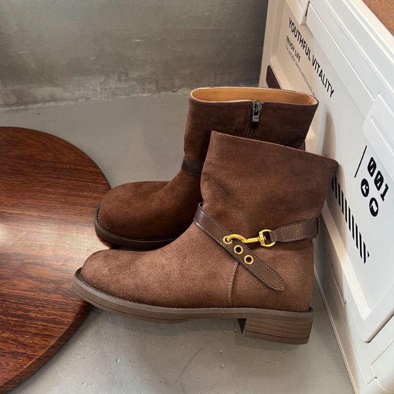 Vintage Maillard Western Cowboy Boots Autumn and Winter New Locomotive Short Boots Women's Casual Versatile Martin Boots Children