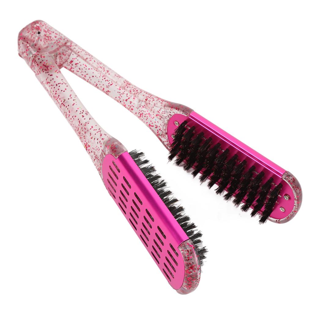 Hair Straightening Splint Comb Soft Hair Double Sided Hair Straightener Clamp Brush Styling Tool Rose Red