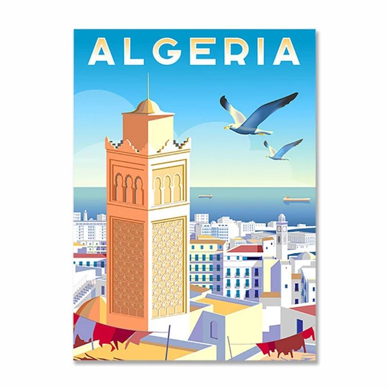 Nordic Vintage Metal Tin Signs Travel Cities Posters Turkey Dubai Tanzania Landscape Retro Plate Home Wall Decor Room Decoration
