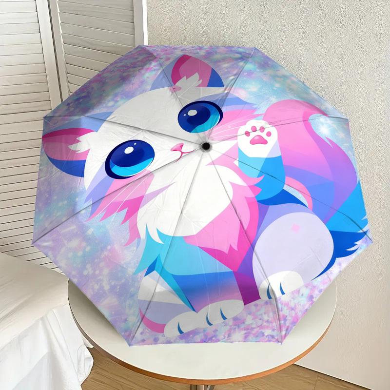 1pc Cat Fantasy Pattern Umbrella Design Automatic Opening and Closing Umbrella, High-quality Travel Umbrella,  c1128185