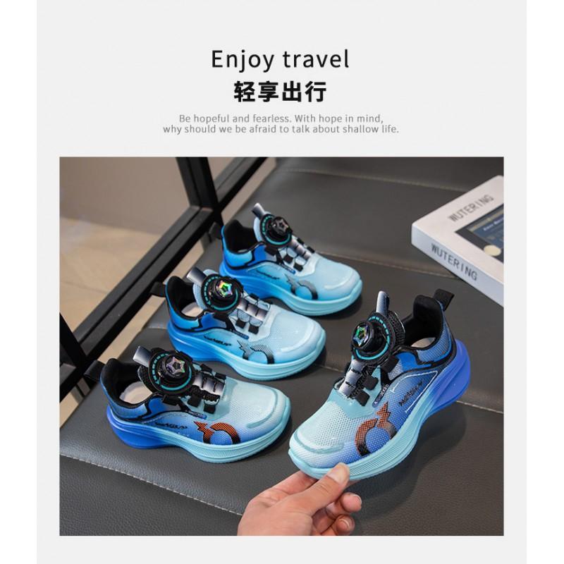 Youth style shoes Kids Rotating Buckle Sneakers Lightweight Breathable Mesh Running Shoes Boys Outdoor Fall Casual Wear