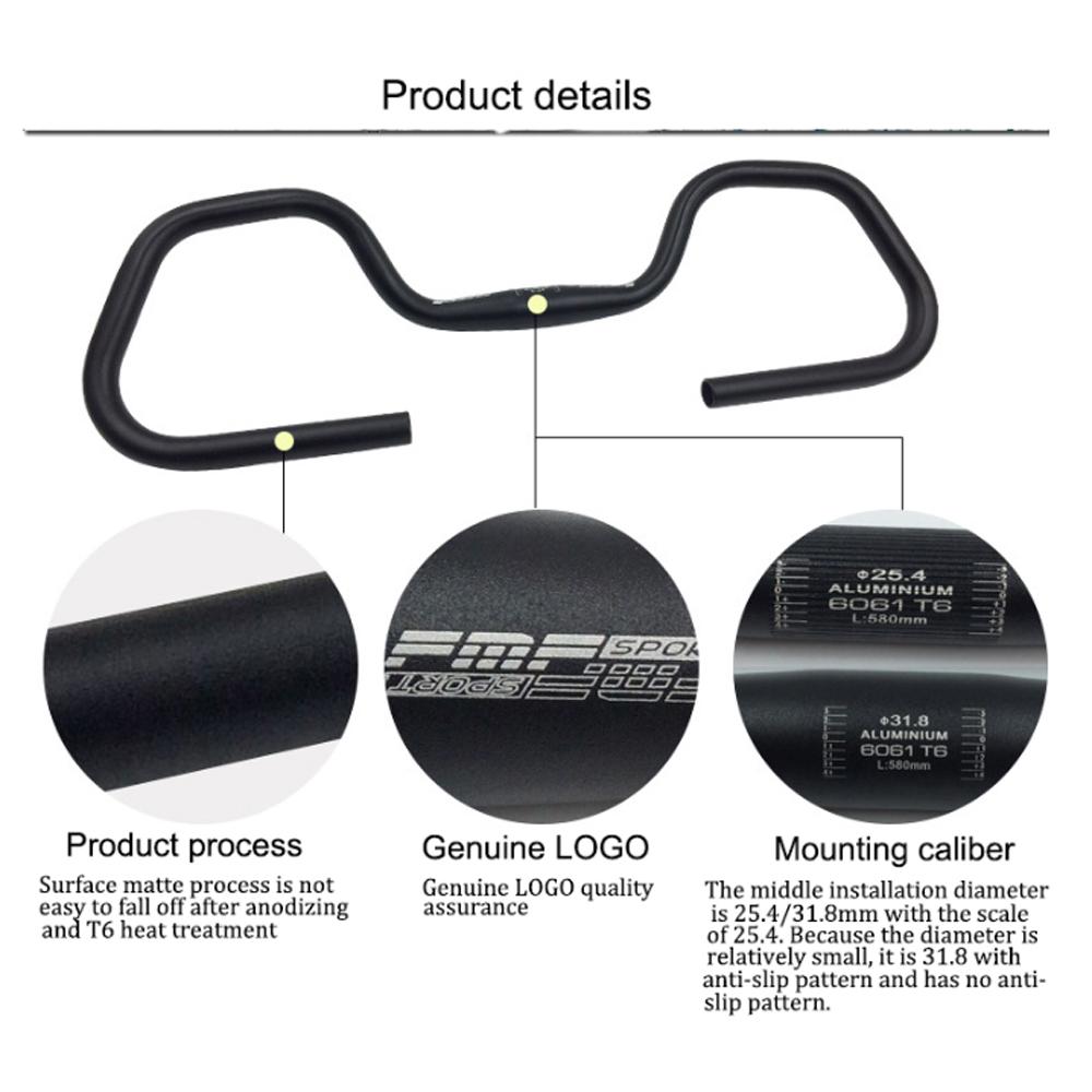 Riser 580mm with Cover 25.4mm 31.8mm Rest Handlebar Butterfly Handlebar with Sponge Bike Handlebar