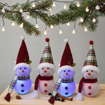 Weihnachten Leuchtende Schneemann Ornamente Weihnachts Schal Hut Schneemann Dekorationen Mit Lichtern