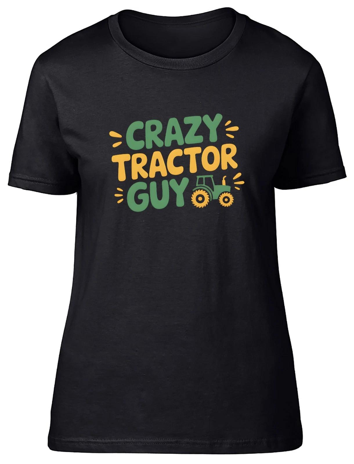 Crazy Tractor Guy Farming Farmer Womens T-Shirt Ladies Gift Tee S
