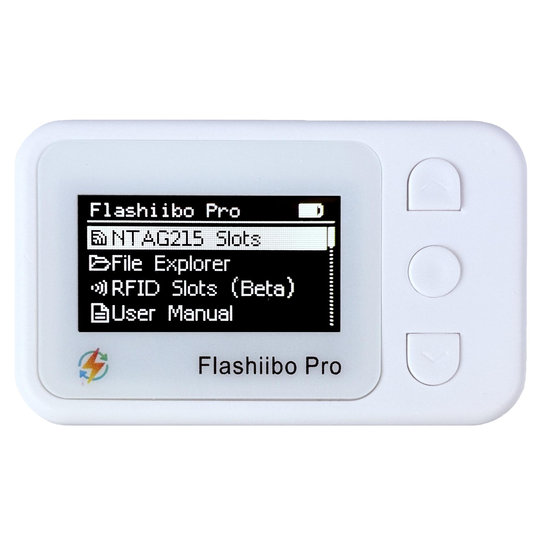 

Flashiibo Pro NFC Эмулятор NFC-тегов с неограниченным автоматическим UID, OLED, совместимый с играми для Switch 1 и 2, 3000+ сохранений, перезаписей, белый