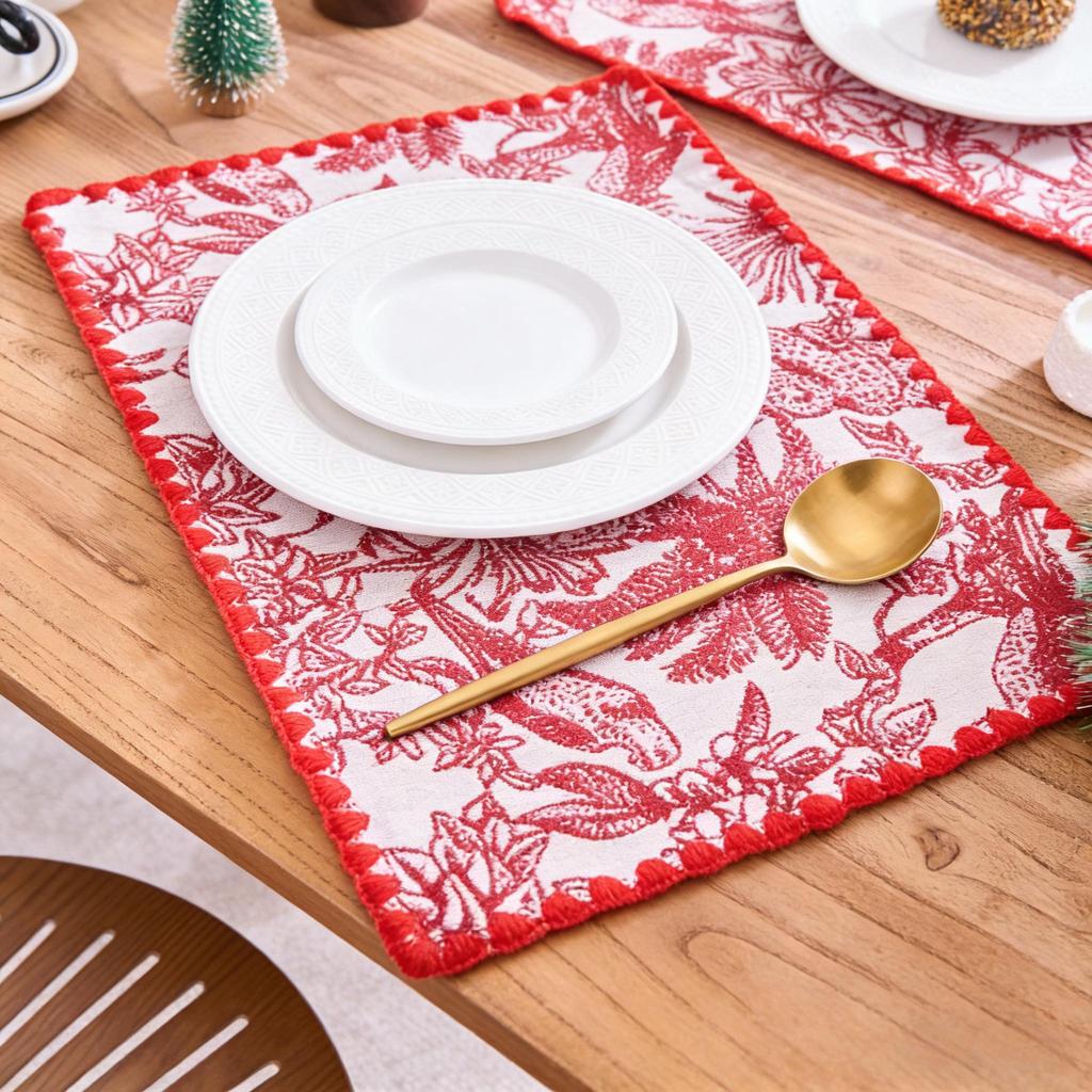 Cotton Linen Table Mats 12 x 18 Inch Washable Durable Easy Clean for Dining Table Kitchen Home Party Festival Decor Rectangular Farmhouse Placemats