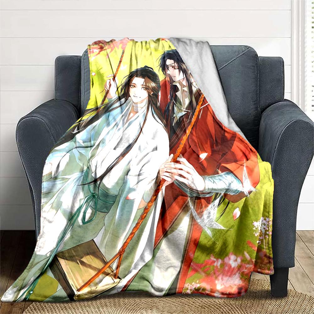 1Pc Heaven Official's Blessing Anime Print Blanket Soft Comfortable Polyester Throw Blanket Allseason Warm Coverlet Bedroom Office Outdoor Gothic Fant