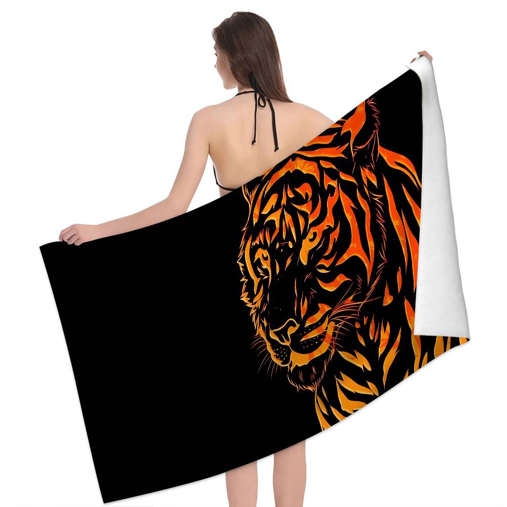 Tiger Pattern Big Microfiber Beach Towels Quick Dry Towel Sand Beach Towels Pool Towel For Travel Swim Pool Yoga