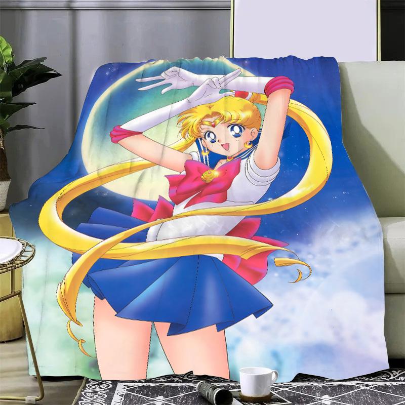 Japan Anime Cute Printed Blanket Picnic Blankets Warm Blanket and Comfortable S-Sailor M-MoonS Blanket Home Travel Birthday Gift