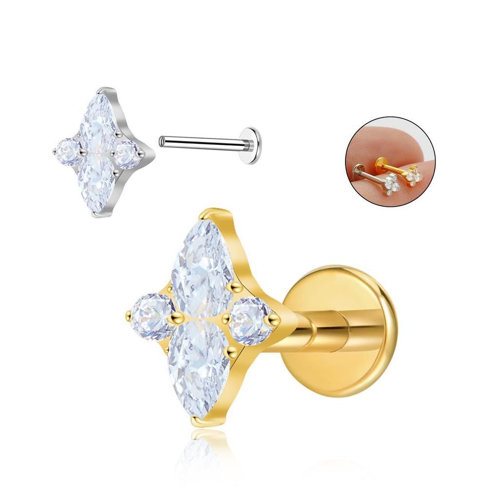 F136 Titanium Alloy Earrings European American Cross-Border Stars Zircon Human Body Piercing Jewelry
