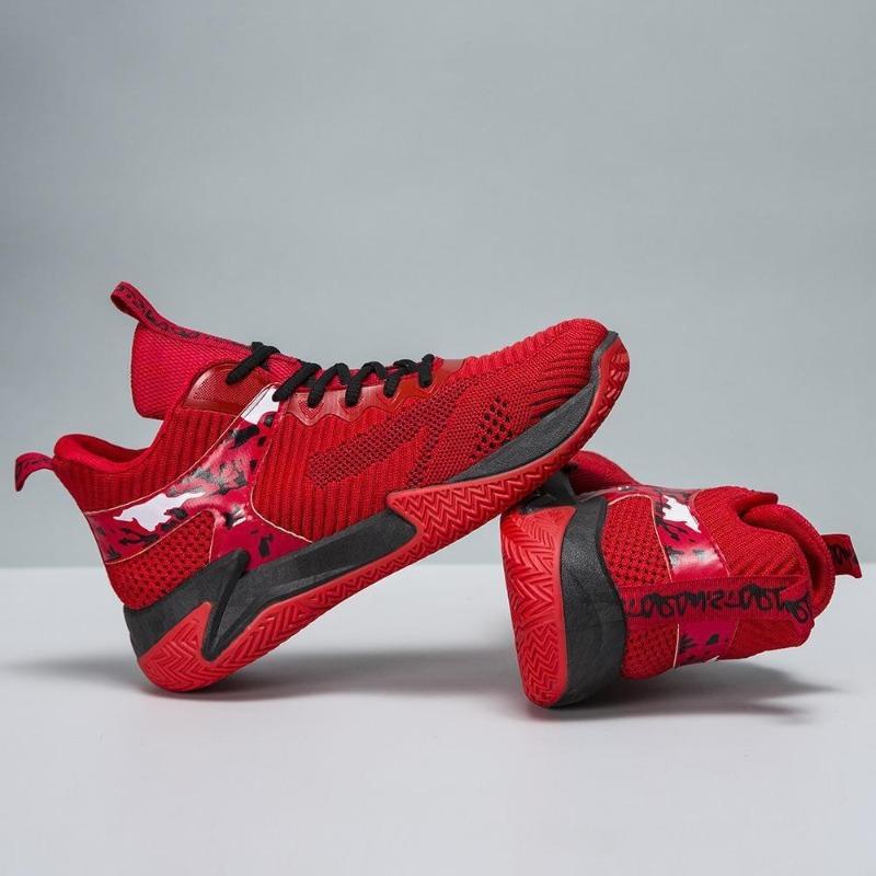 Basketball shoes spring and autumn breathable fly-woven surface lace-up platform sports shoes outdoor casual running men's shoes