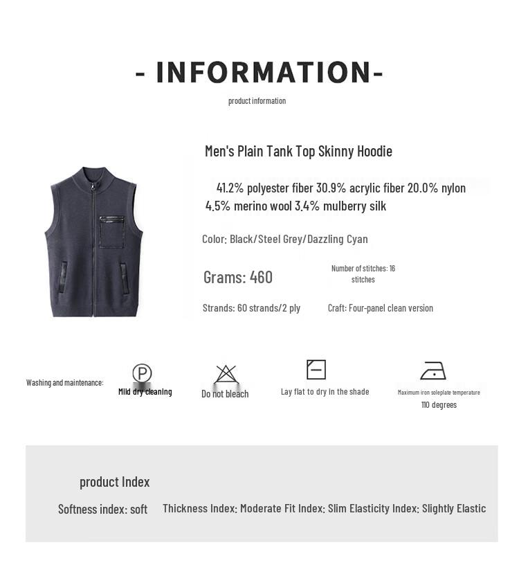 Hengyuanxiang Men's Hooded Wool Blend Knitted Vest