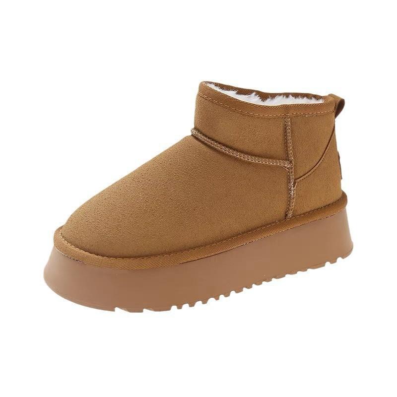 Muffin thick-soled snow boots women's 2025 new waterproof short tube inner height-increasing snow boots winter velvet snow cotton