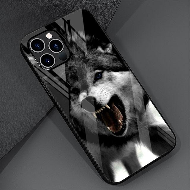 Wolf Tier Cool Tiger Glas Hülle Für Apple iPhone 13 Pro 11 14 12 7 8 Plus SE 2022 XR X XS Max 6 6S Gehärtete Handyhülle