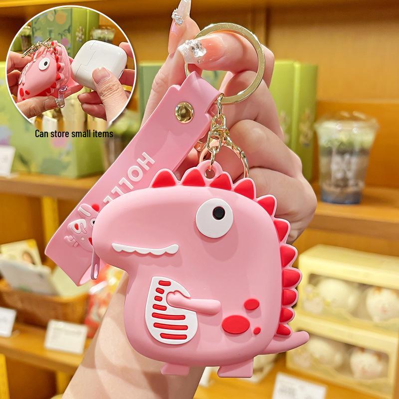 Adorable Dinosaur Silicone Coin Purse & Keychain - Kids' Storage Pouch
